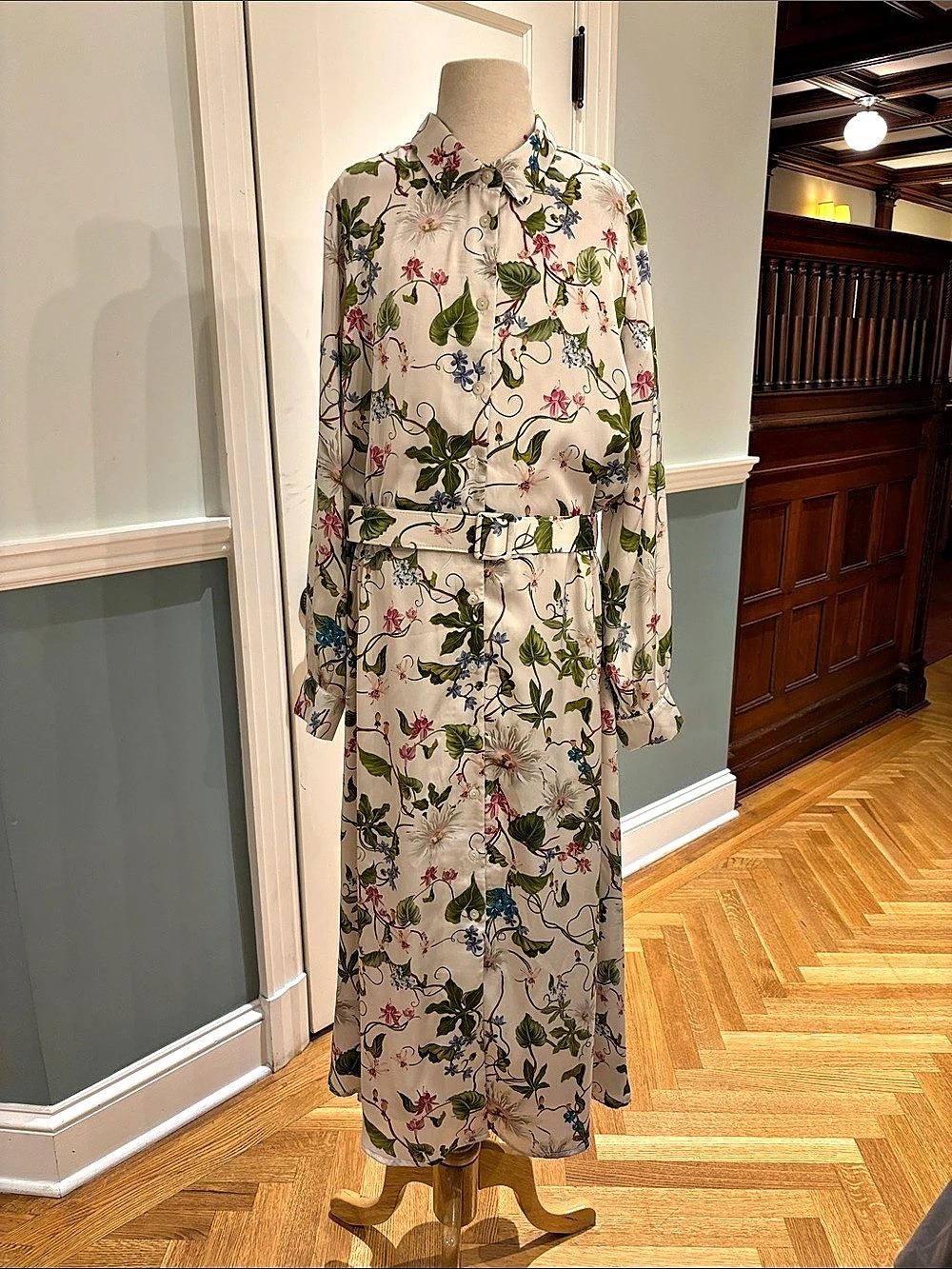 Maison Rive Gauche Floral Midi Dress in Cream Size 42 NWT